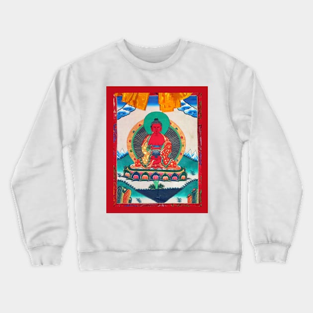 Amitabha Buddha Tibetan Buddhist Thangka Reproduction Crewneck Sweatshirt by TammyWinandArt